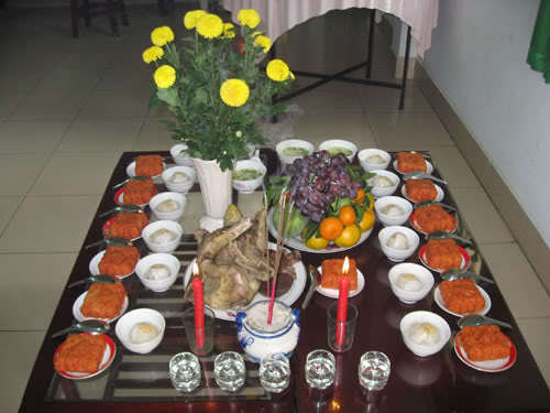 Mâm cỗ cúng mụ ( cúng đầy tháng)